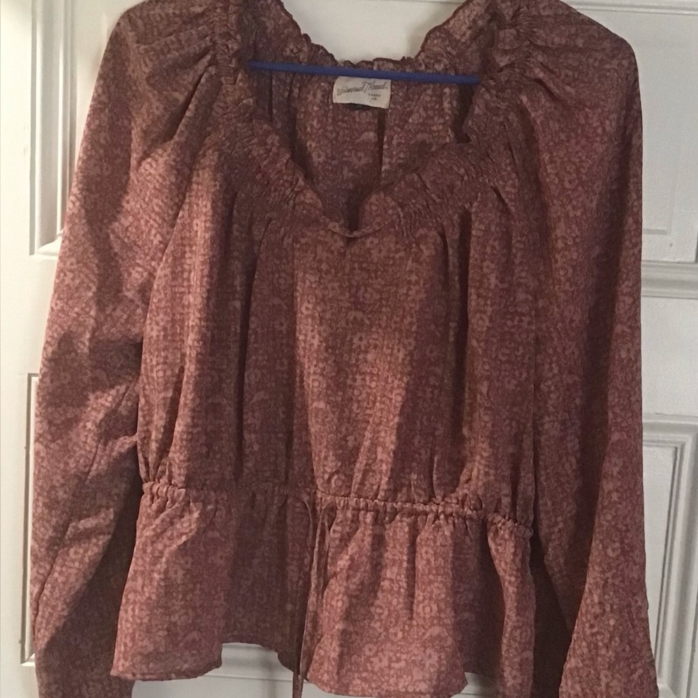 Floral Ruffle Blouse in Brown